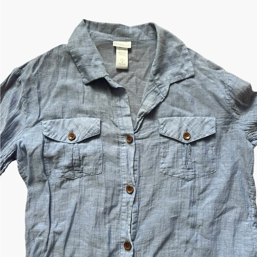 DOTTI Travel Muse Shirtdress Cover-Up – 100% Cotton – Blue – Size S - Picture 5 of 11